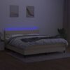 vidaXL Sommier &agrave; lattes de lit avec matelas LED Cr&egrave;me 180x200 cm Tissu