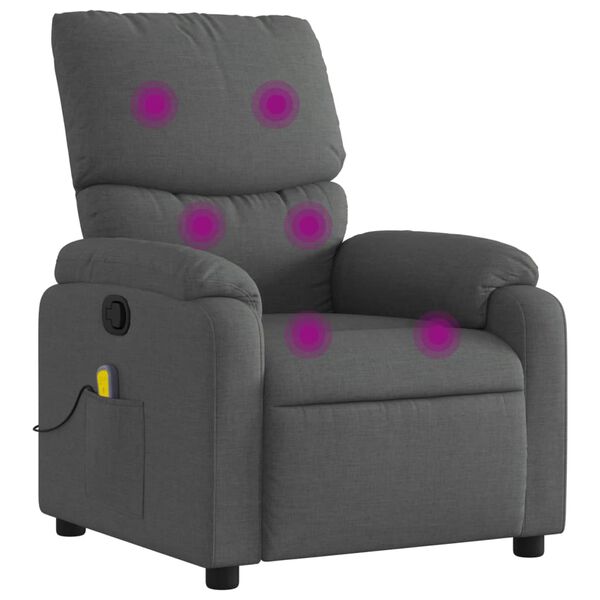 vidaXL Fauteuil inclinable de massage gris foncé tissu