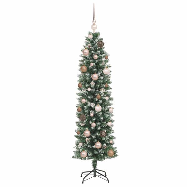 vidaXL Arbre de No&euml;l artificiel slim avec 150 LED Vert et blanc 150 cm