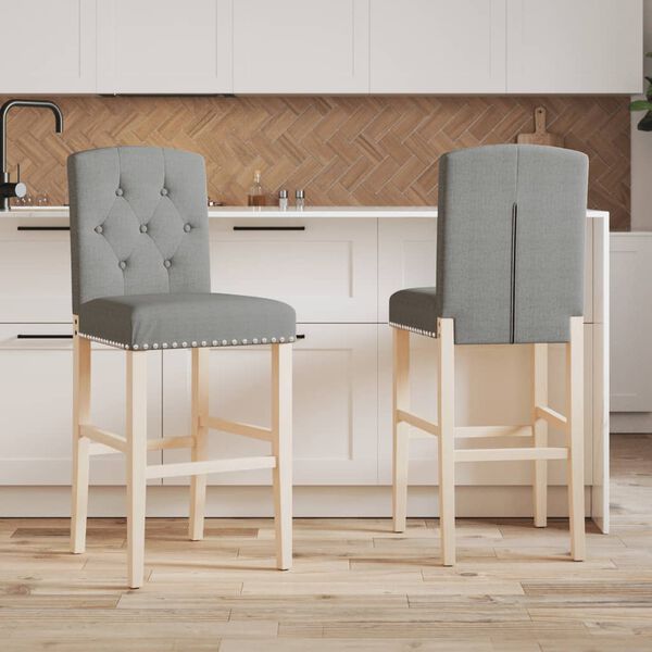 vidaXL Chaises de bar lot de 2 bois massif d'h&eacute;v&eacute;a et tissu