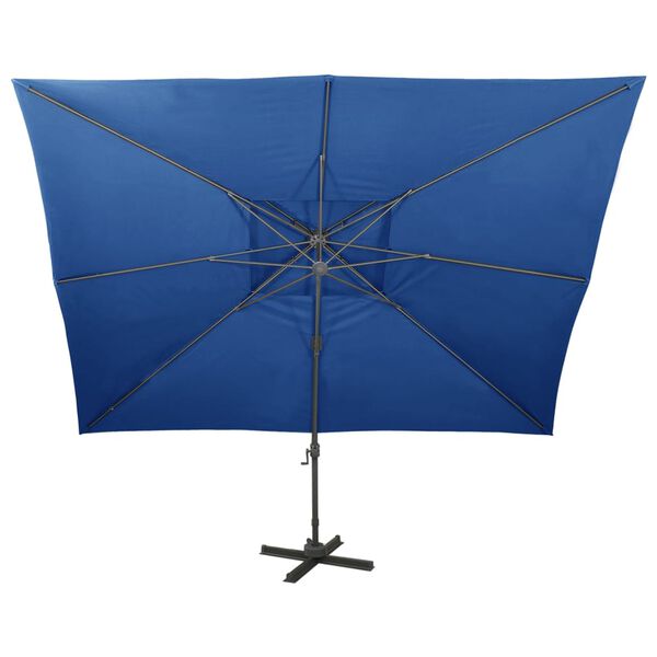 vidaXL Parasol de jardin en porte-à-faux avec double toit bleu azuré