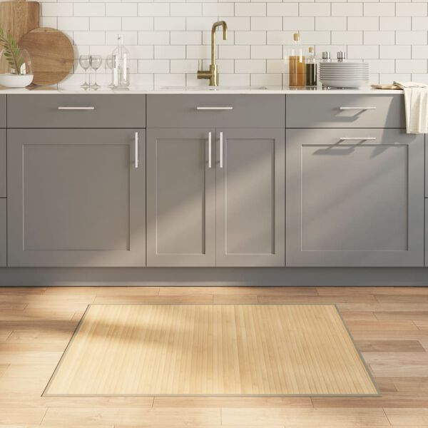 vidaXL Tapis rectangulaire naturel clair 80x100 cm bambou
