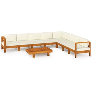 vidaXL Salon de jardin 9 pi&egrave;ces avec coussins 100 x 60 cm Bois d'acacia