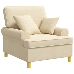 vidaXL Fauteuil XL avec coussins Cr&egrave;me Tissu
