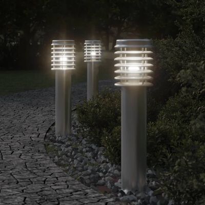 vidaXL Lampadaire d'extérieur argenté 60 cm acier inoxydable