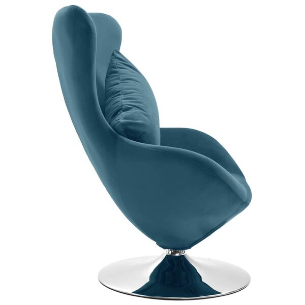 vidaXL Fauteuil pivotant en forme d'&oelig;uf avec coussin Bleu Velours