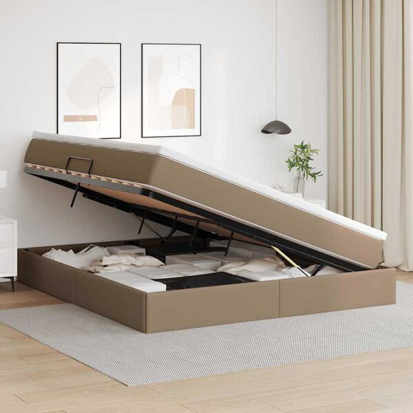vidaXL Lit avec rangement et matelas Cappuccino 160 x 200 cm