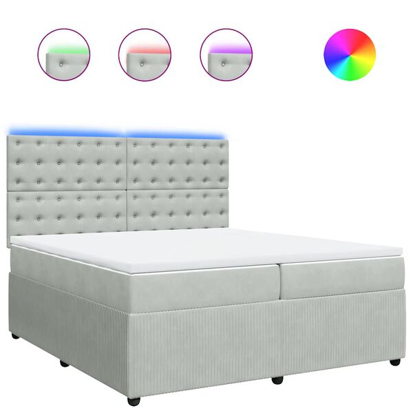 vidaXL Sommier &agrave; lattes de lit et matelas Gris clair 200x200cm Velours
