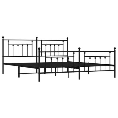 vidaXL Cadre de lit métal sans matelas avec pied de lit noir 200x200cm