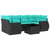 vidaXL Ensemble de canap&eacute; de jardin 7 pcs avec coussins noir r&eacute;sine tress&eacute;e