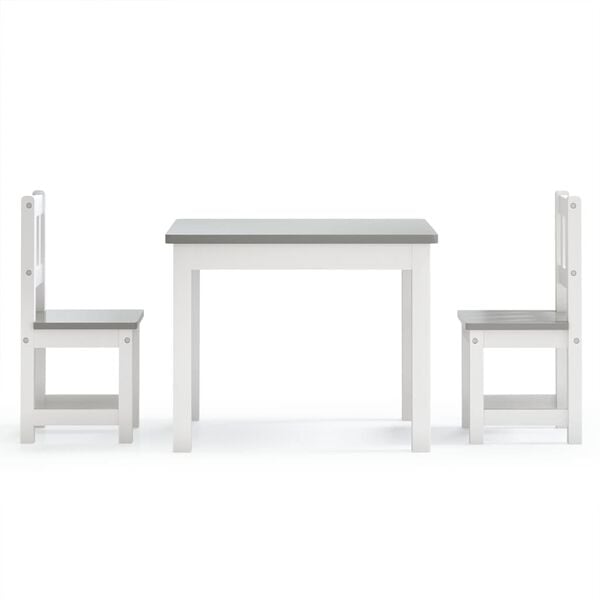 vidaXL Ensemble de table et chaises enfants 3 pcs Blanc et gris MDF