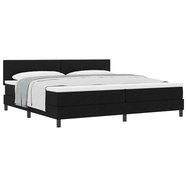 vidaXL Lit &agrave; ressorts avec matelas Noir 200 x 200 cm tissu