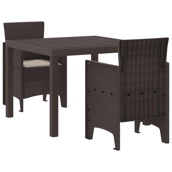 vidaXL Ensemble de salle &agrave; manger pour jardin 3 pcs Marron Rattan Polt