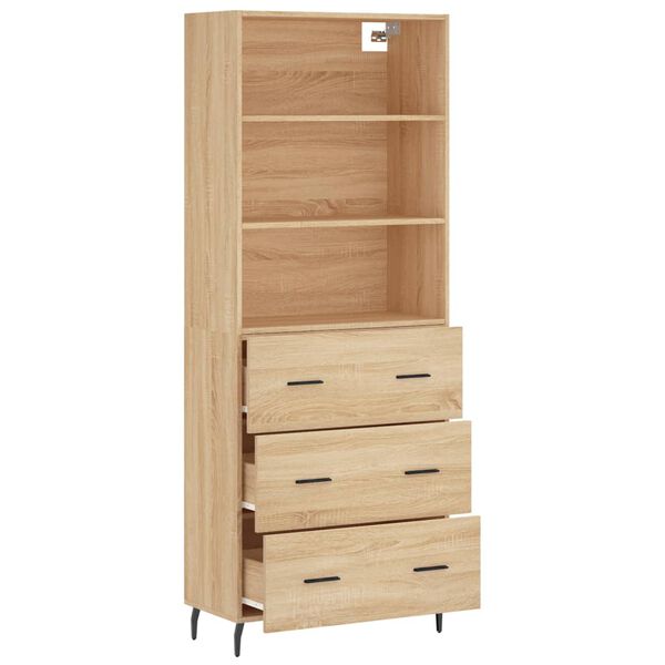 vidaXL Buffet haut Ch&ecirc;ne sonoma 69,5x34x180 cm Bois d'ing&eacute;nierie