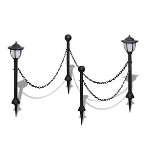 vidaXL Cl&ocirc;ture &agrave; cha&icirc;ne avec deux lampes solaires LED et deux piquets