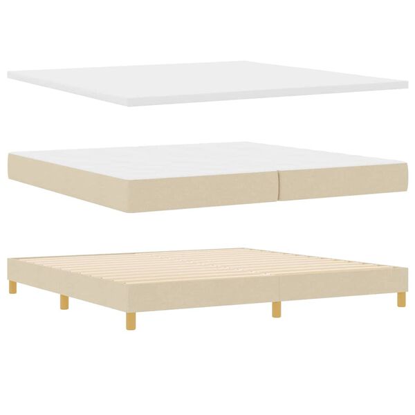 vidaXL Lit &agrave; ressorts avec matelas Cr&egrave;me 200 x 200 cm tissu