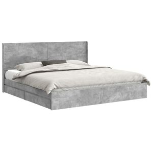 vidaXL Cadre de lit avec rangement et t&ecirc;te de lit Gris b&eacute;ton