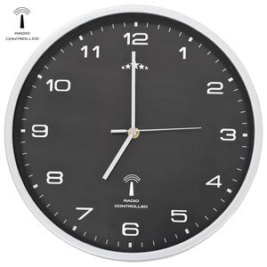 vidaXL Horloge murale radioguid&eacute;e avec mouvement &agrave; quartz 31 cm Noir
