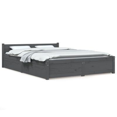 vidaXL Cadre de lit avec tiroirs Gris 160x200 cm