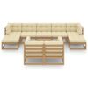 vidaXL Salon de jardin 10 pcs avec coussins Marron miel Bois de pin