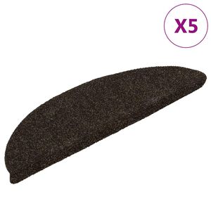 vidaXL Tapis d'escalier auto-adh&eacute;sifs 5 pi&egrave;ces 56 x 17 x 3 cm Marron fonc&eacute; Demi-rond