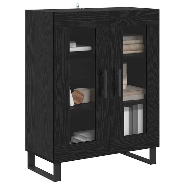 vidaXL Buffet Ch&ecirc;ne noir 69,5 x 34 x 90 cm Bois d'ing&eacute;nierie