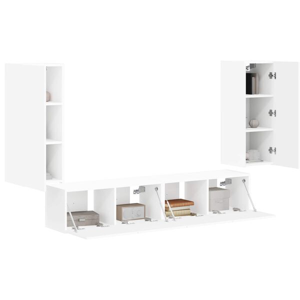 vidaXL Ensemble de meuble TV mural 4 pcs Blanc Bois d'ing&eacute;nierie