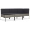 vidaXL Salon de jardin 3 pcs avec coussins R&eacute;sine tress&eacute;e Gris