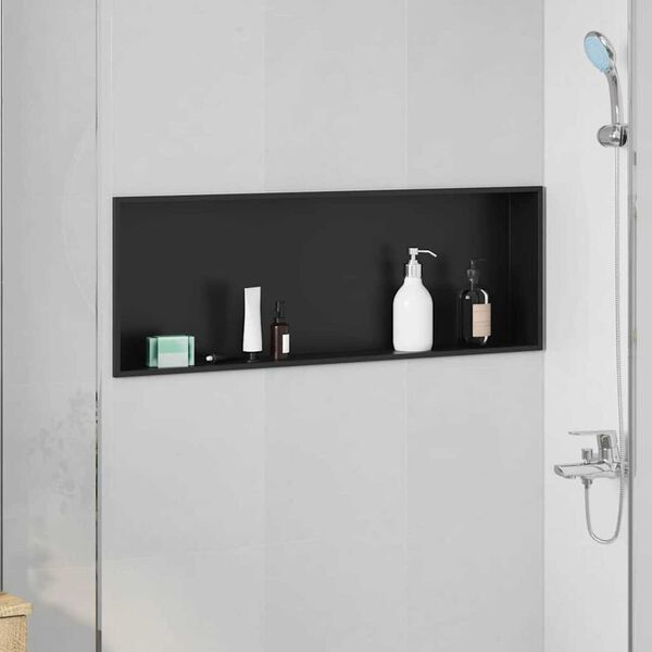 vidaXL Niche de Douche Noir 90 x 30 x 9,5 cm Acier inoxydable