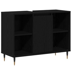 vidaXL Cabinet de salle de bain Noir 80 x 33 x 60 cm Bois d'ing&eacute;nierie