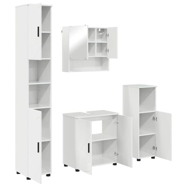 vidaXL Ensemble de mobilier de salle de bain 4 pcs Blanc brillant