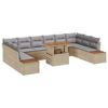 vidaXL Ensemble de canap&eacute; de jardin 11 pc Beige Poly rotin