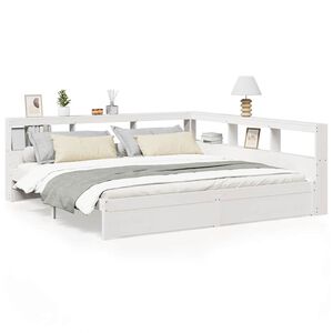 vidaXL Lit biblioth&egrave;que sans matelas blanc 200x200 cm bois pin massif