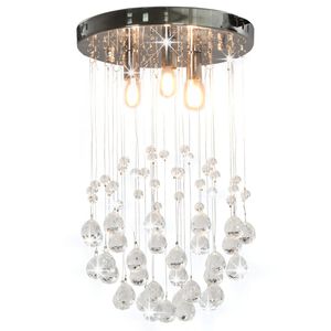vidaXL Plafonnier avec perles de cristal Argent&eacute; Sph&egrave;re 3 ampoules G9