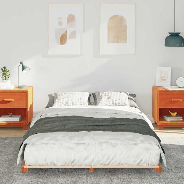 vidaXL Cadre de lit sur&eacute;lev&eacute; Marron cire 140 x 190 cm