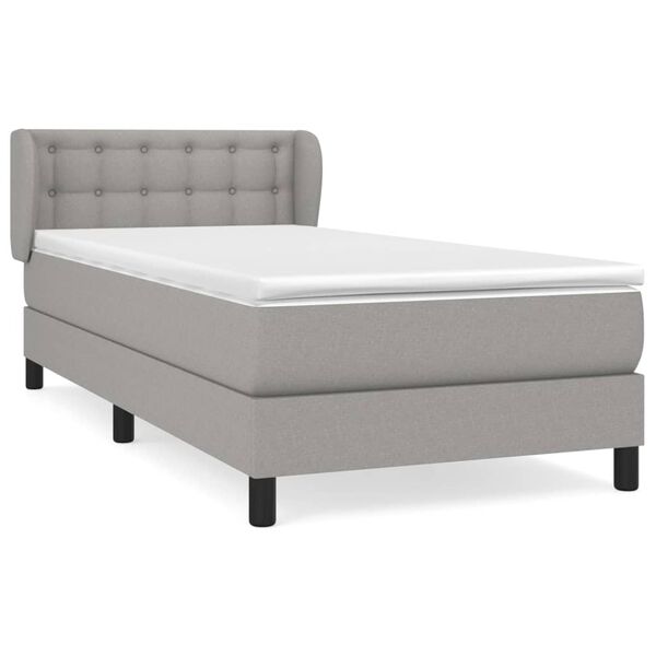 vidaXL Sommier &agrave; lattes de lit avec matelas Gris clair 100x200cm Tissu