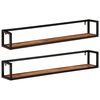 vidaXL &Eacute;tag&egrave;res murales 2 pcs 110x17x17 cm bois massif d'acacia et fer