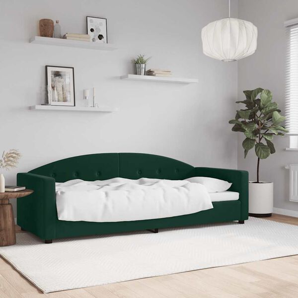vidaXL Lit de repos sans matelas vert fonc&eacute; 80x200 cm velours