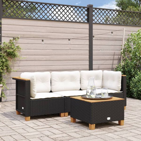 vidaXL Canapé de jardin avec coussins 3 places noir résine tressée
