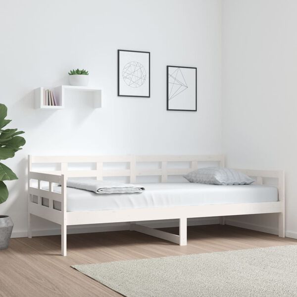 vidaXL Lit de jour sans matelas blanc bois de pin massif 90x190 cm