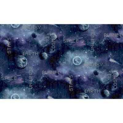 Noordwand Papier peint Good Vibes Galaxy Planets and Text Noir violet