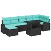 vidaXL Ensemble de canap&eacute; de jardin 8 pc Noir Poly rotin