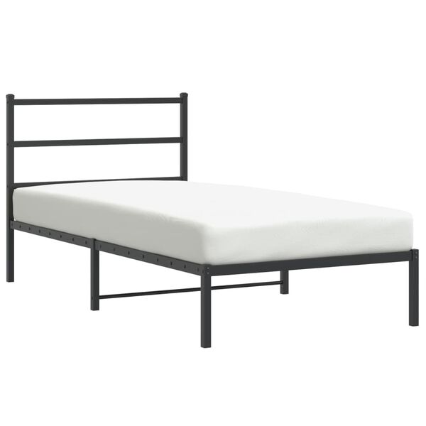 vidaXL Cadre de lit m&eacute;tal sans matelas avec t&ecirc;te de lit noir 100x190cm