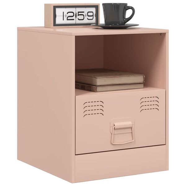 vidaXL Tables de chevet 2 pcs rose 34,5x39x44 cm acier