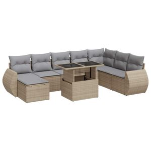 vidaXL Salon de jardin avec coussins 9 pcs beige r&eacute;sine tress&eacute;e