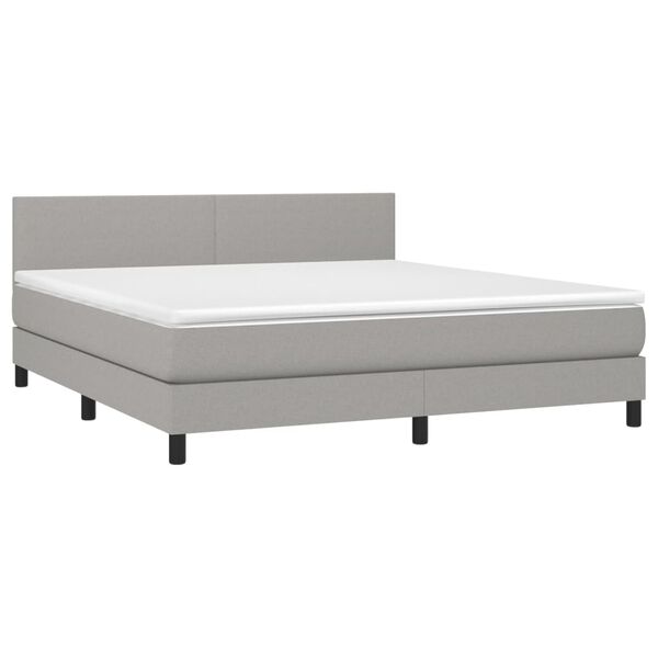 vidaXL Sommier &agrave; lattes de lit et matelas et LED Gris clair 180x200 cm