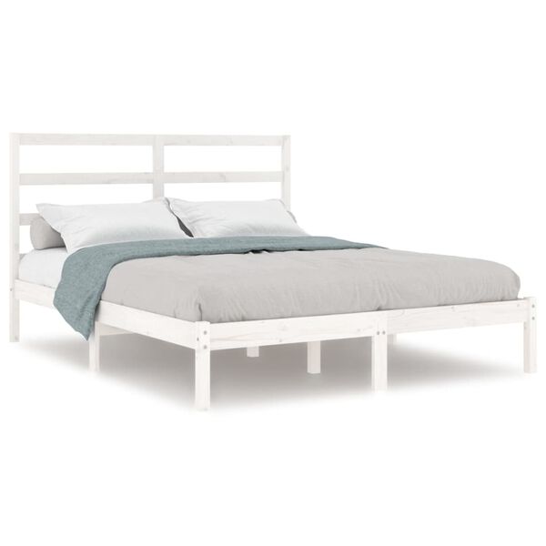 vidaXL Cadre de lit sans matelas blanc 140x200 cm bois de pin massif