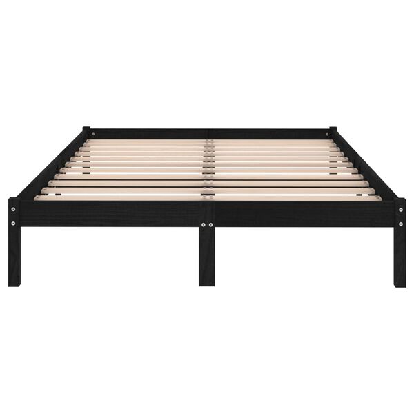 vidaXL Cadre de lit sans matelas noir bois massif 140x200 cm