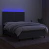 vidaXL Sommier &agrave; lattes de lit et matelas et LED Gris fonc&eacute; 140x200 cm