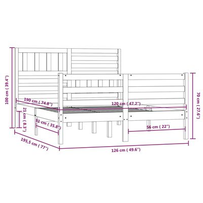 vidaXL Cadre de lit sans matelas 120x190 cm Petit double Bois massif